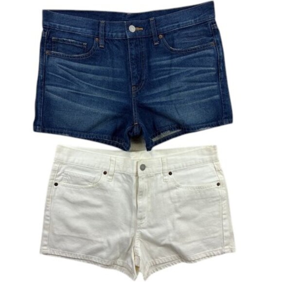 Uniqlo Pants - Uniqlo Denim Jean Shorts Womens 28 Lot 2 Blue White Casual Summer Stretch Cutoff